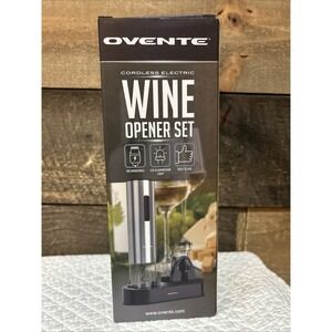 OVENTE Electric Wine Opener Set WBR446S Cordless Rechargeable Corkscrew Kit New